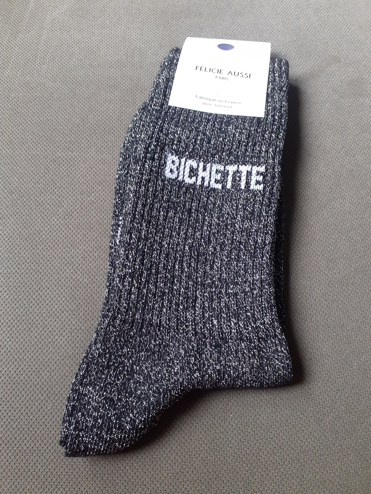 Félicie Aussi chaussettes à paillettes bichette noire