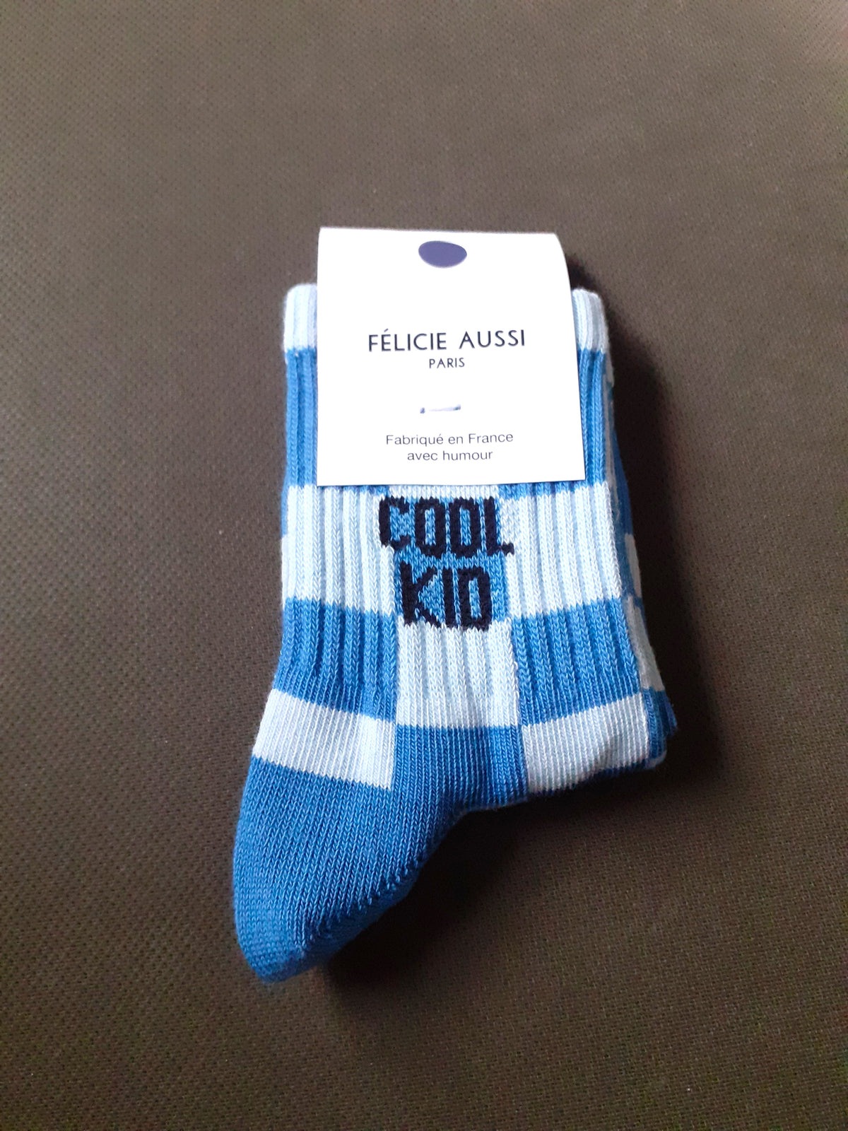 Félicie Aussi - Chaussettes Enfant - COOL KID - damier bleu (3 tailles)