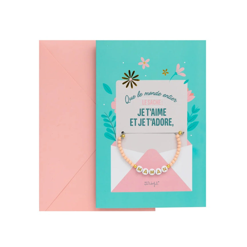 Mr Wonderful - Carte avec bracelet - Je t'adore Maman