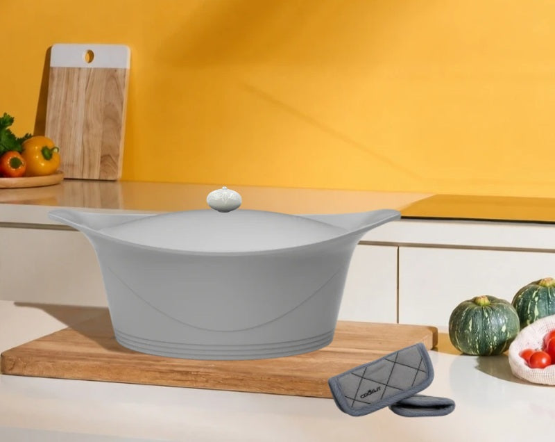 Cookut - L'Incroyable COCOTTE 33cm - Perle (poignée & maniques au choix incluses)