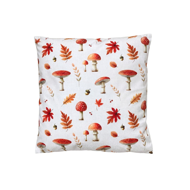 Clayre & Eef Coussin 45x45cm champignons & feuilles PM