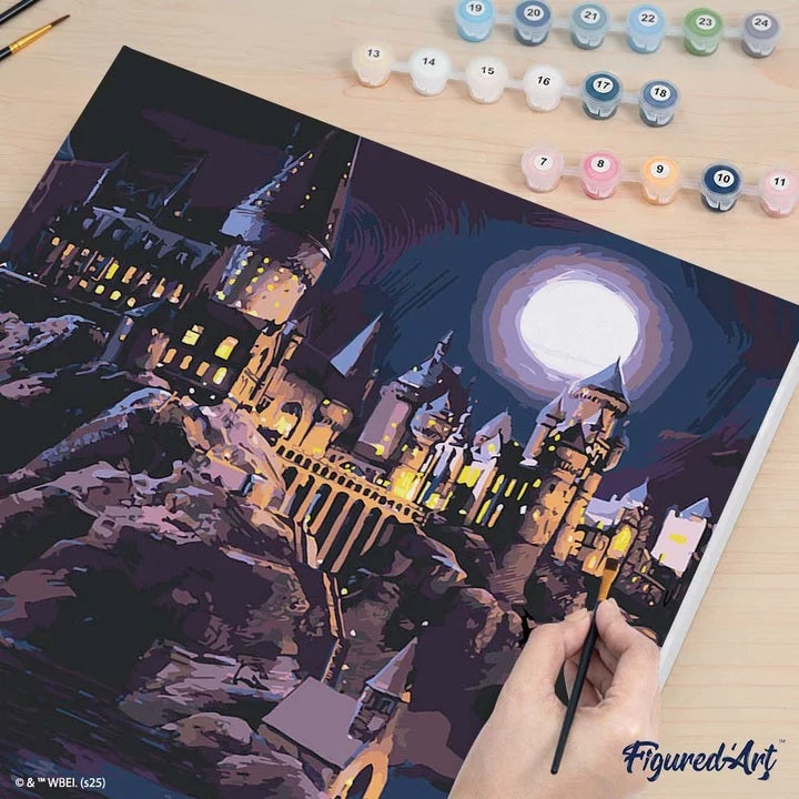 Peinture par numéros - Châssis 40x50cm - Château de Poudlard la nuit