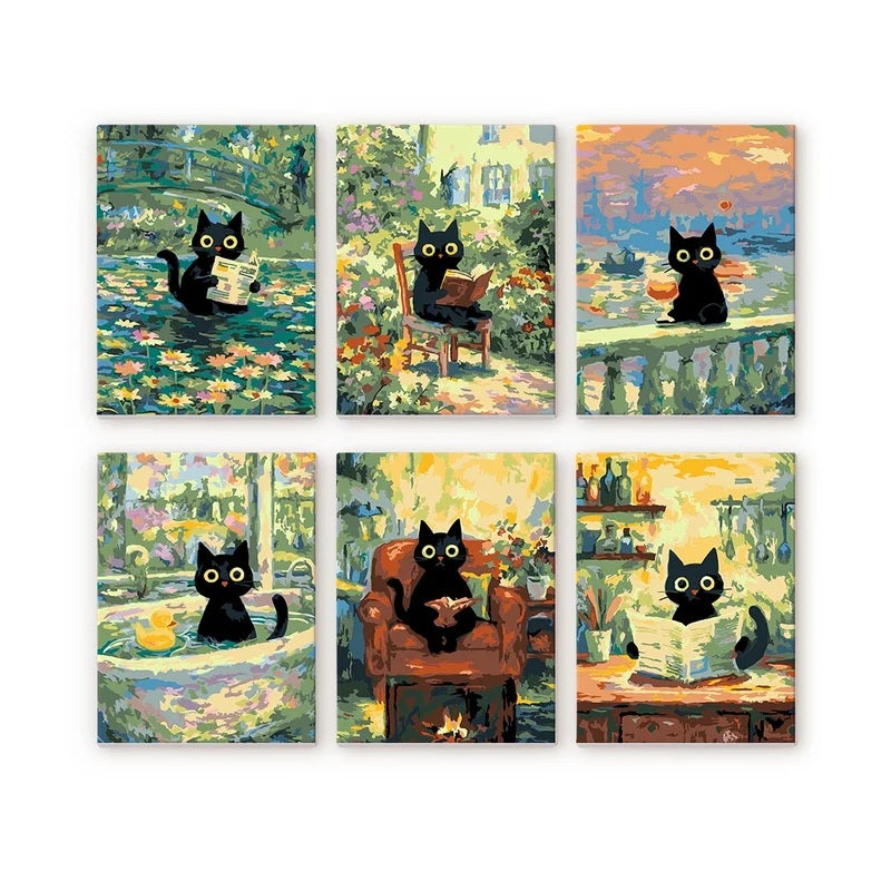 Peinture par numéros - Mini Série 15x20cm (6 pièces) - Chat Style Monet
