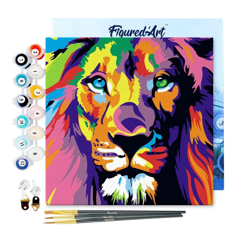 Peinture par numéros - Châssis 20x20cm - Lion Pop
