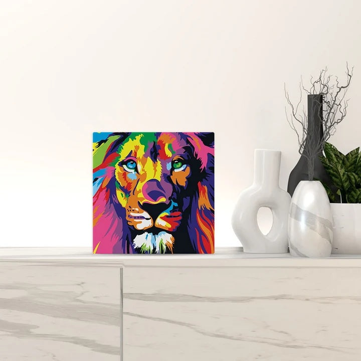 Peinture par numéros - Châssis 20x20cm - Lion Pop