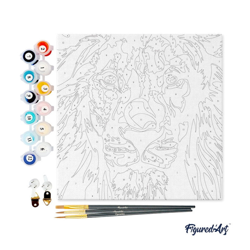 Peinture par numéros - Châssis 20x20cm - Lion Pop