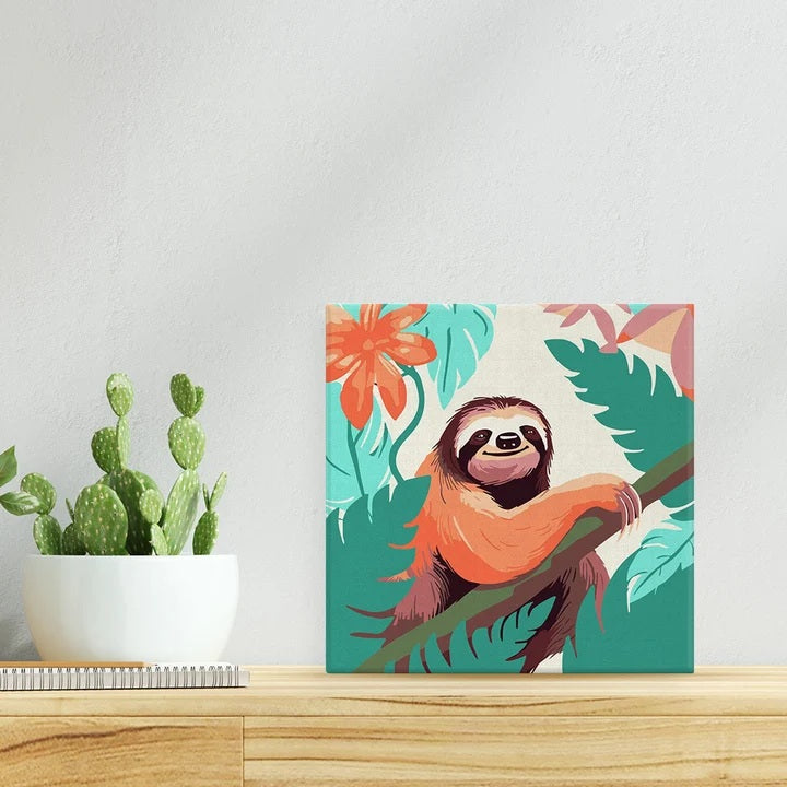 Peinture par numéros - Châssis 20x20cm - Paresseux Tropical
