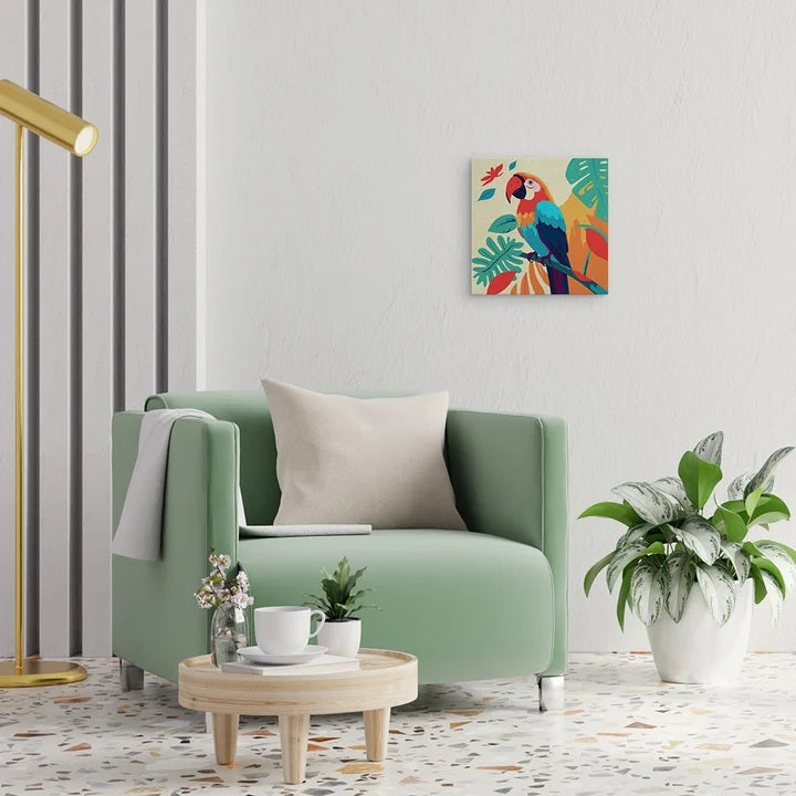 Peinture par numéros - Châssis 20x20cm - Perroquet Tropical