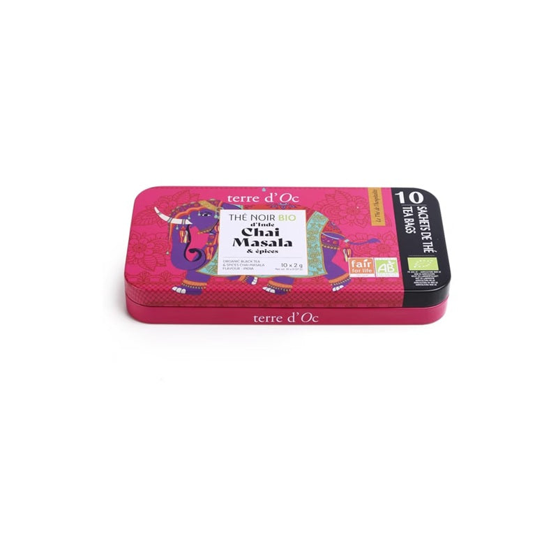 Terre d'Oc thé noir bio Chaï Masala boîte nomade