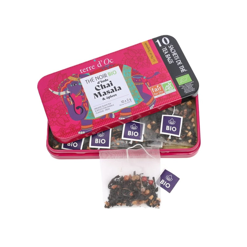 Terre d'Oc thé noir bio Chaï Masala boîte nomade