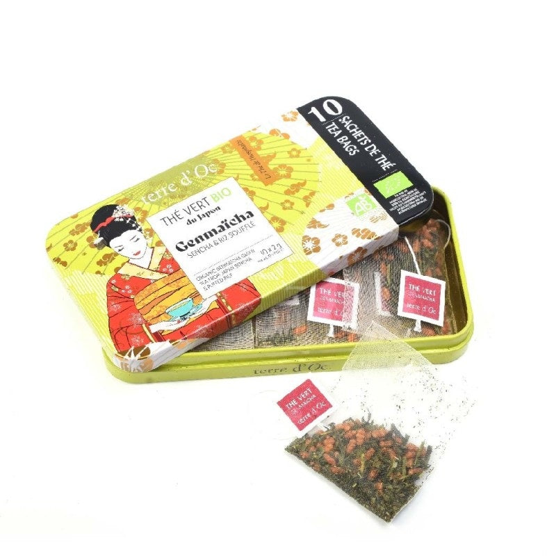 Terre d'Oc - Boîte nomade 10 sachets - Thé vert BIO du Japon Genmaïcha