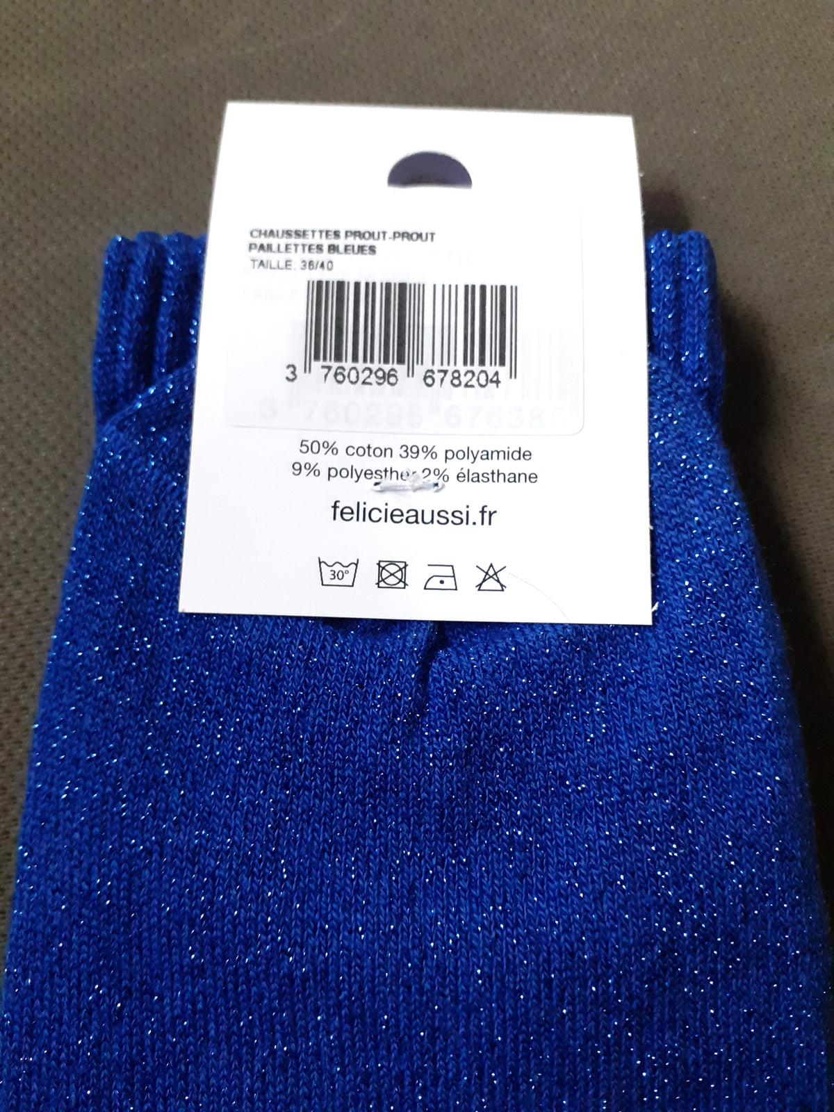 Félicie Aussi - Chaussettes à paillettes - PROUT PROUT - bleu 36/40