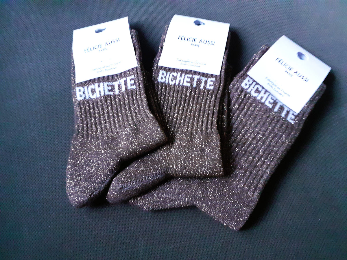 Félicie Aussi - Chaussettes Enfant à paillettes - Bichette - marron (3 tailles)