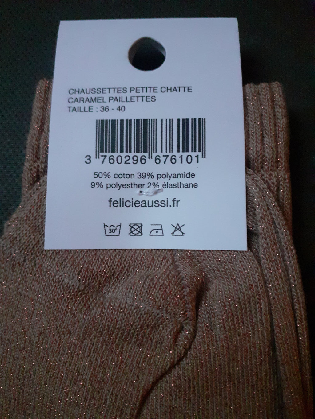 Félicie Aussi chaussettes à paillettes Petite Chatte 36/40 composition
