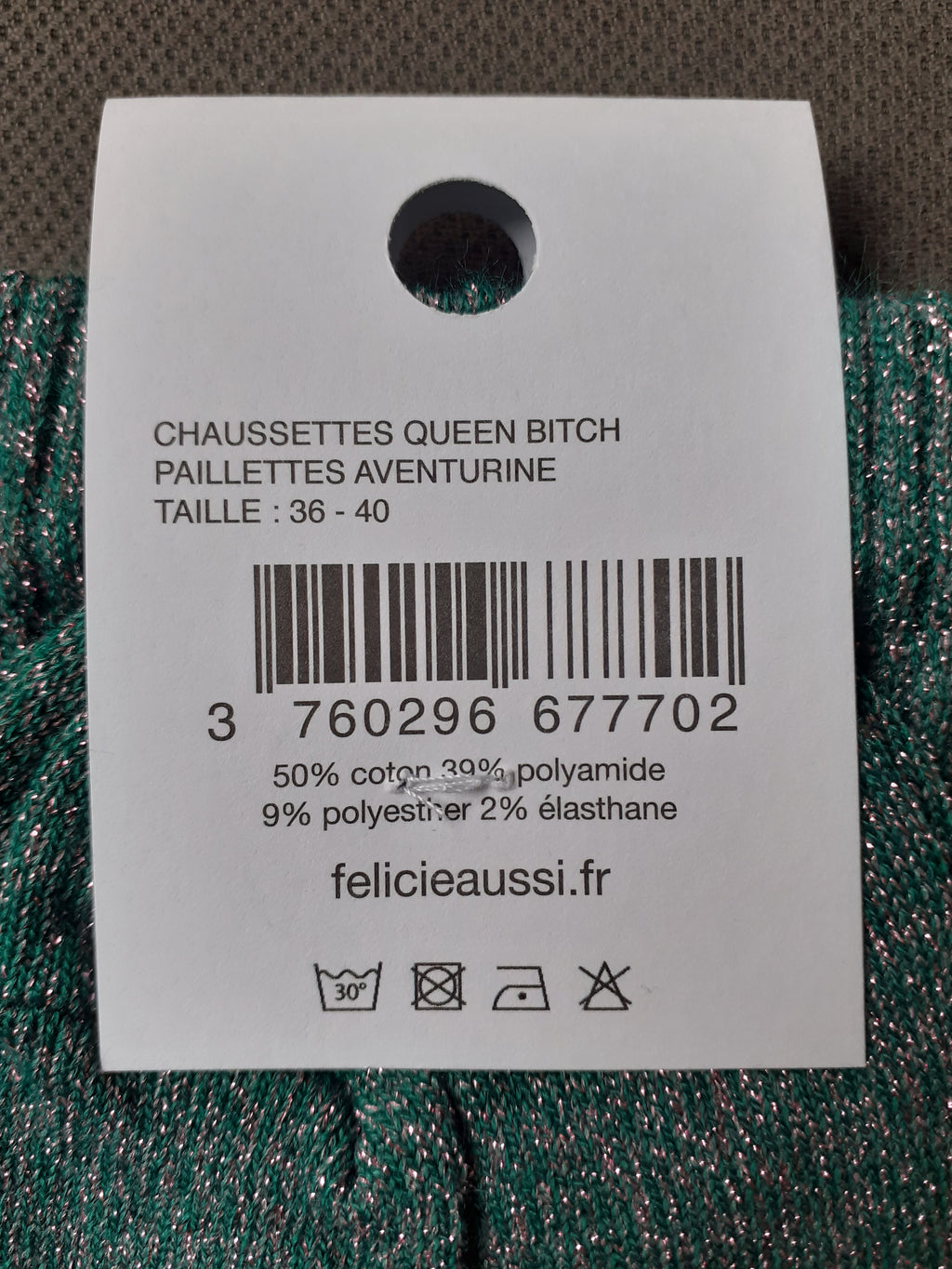Félicie Aussi chaussettes à paillettes Queen Bitch 36/40 composition
