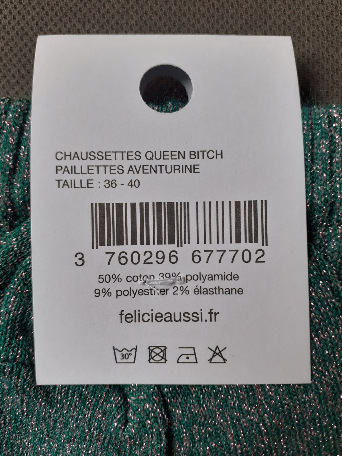 Félicie Aussi chaussettes à paillettes Queen Bitch 36/40 composition