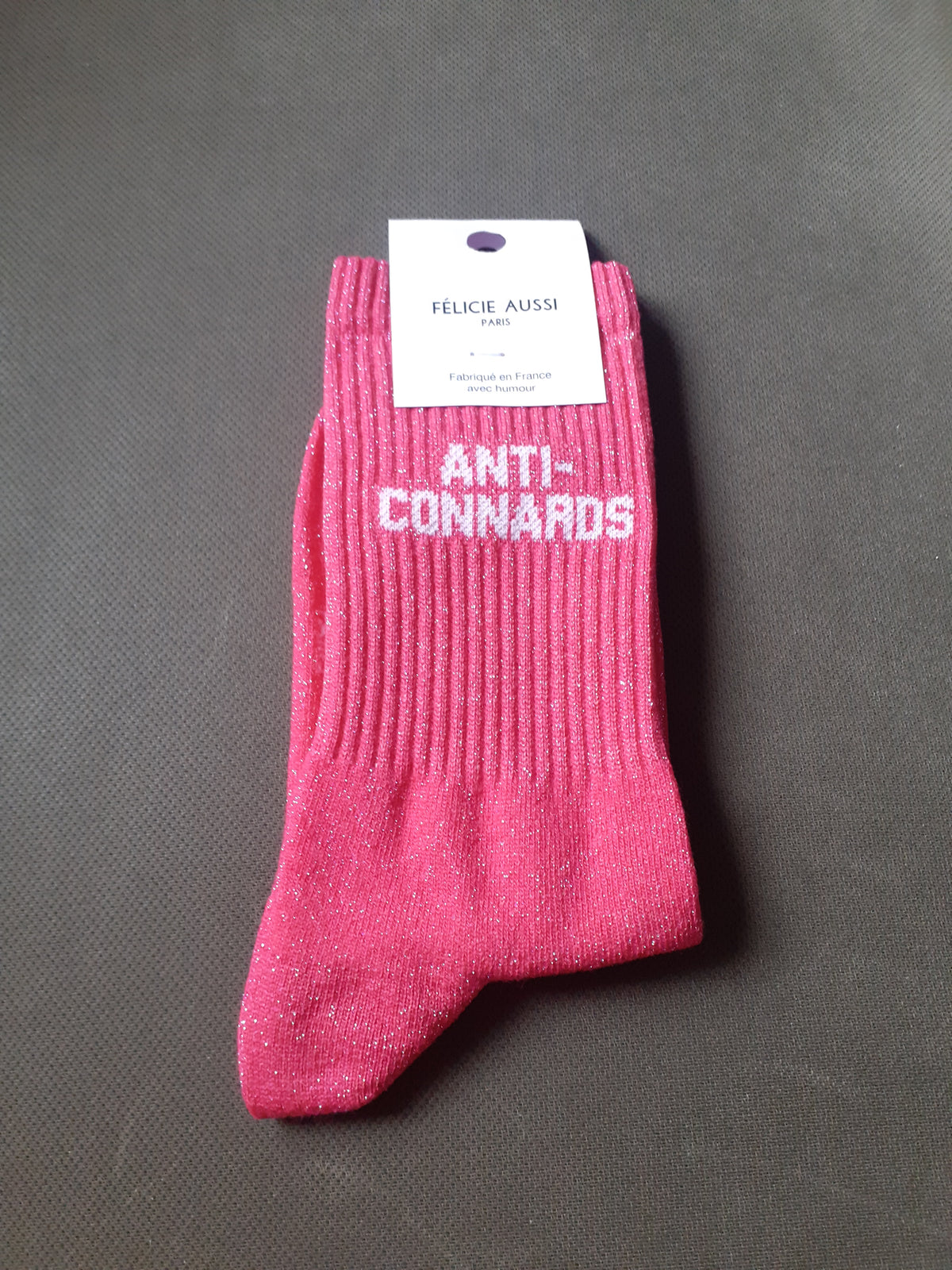 Félicie Aussi - Chaussettes à paillettes - Anti-Connards - rose 36/40