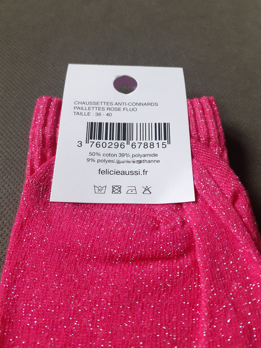 Félicie Aussi - Chaussettes à paillettes - Anti-Connards - rose 36/40