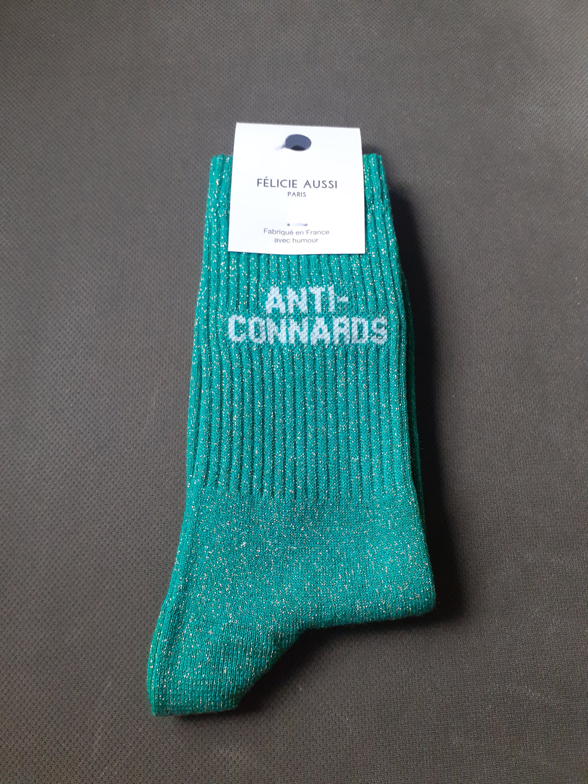 Félicie Aussi - Chaussettes à paillettes - Anti-Connards - vert 36/40