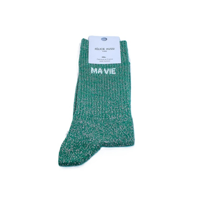 Félicie Aussi - Chaussettes à paillettes - MA VIE - aventurine 36/40