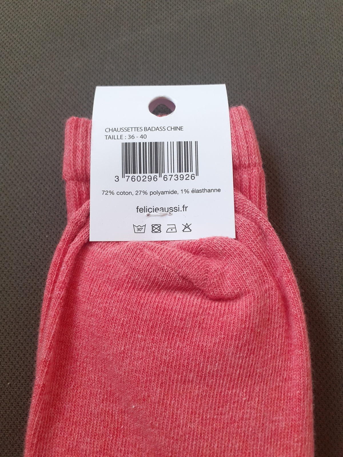 Félicie Aussi - Chaussettes - BADASS - framboise chiné 36/40