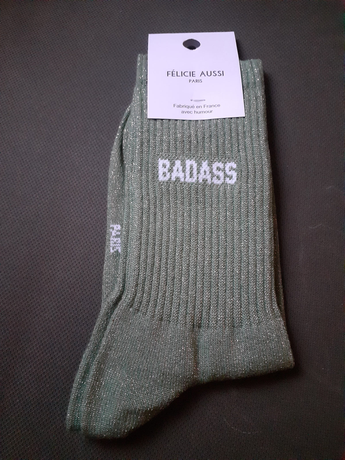 Félicie Aussi - Chaussettes à paillettes - BADASS - olive 36/40
