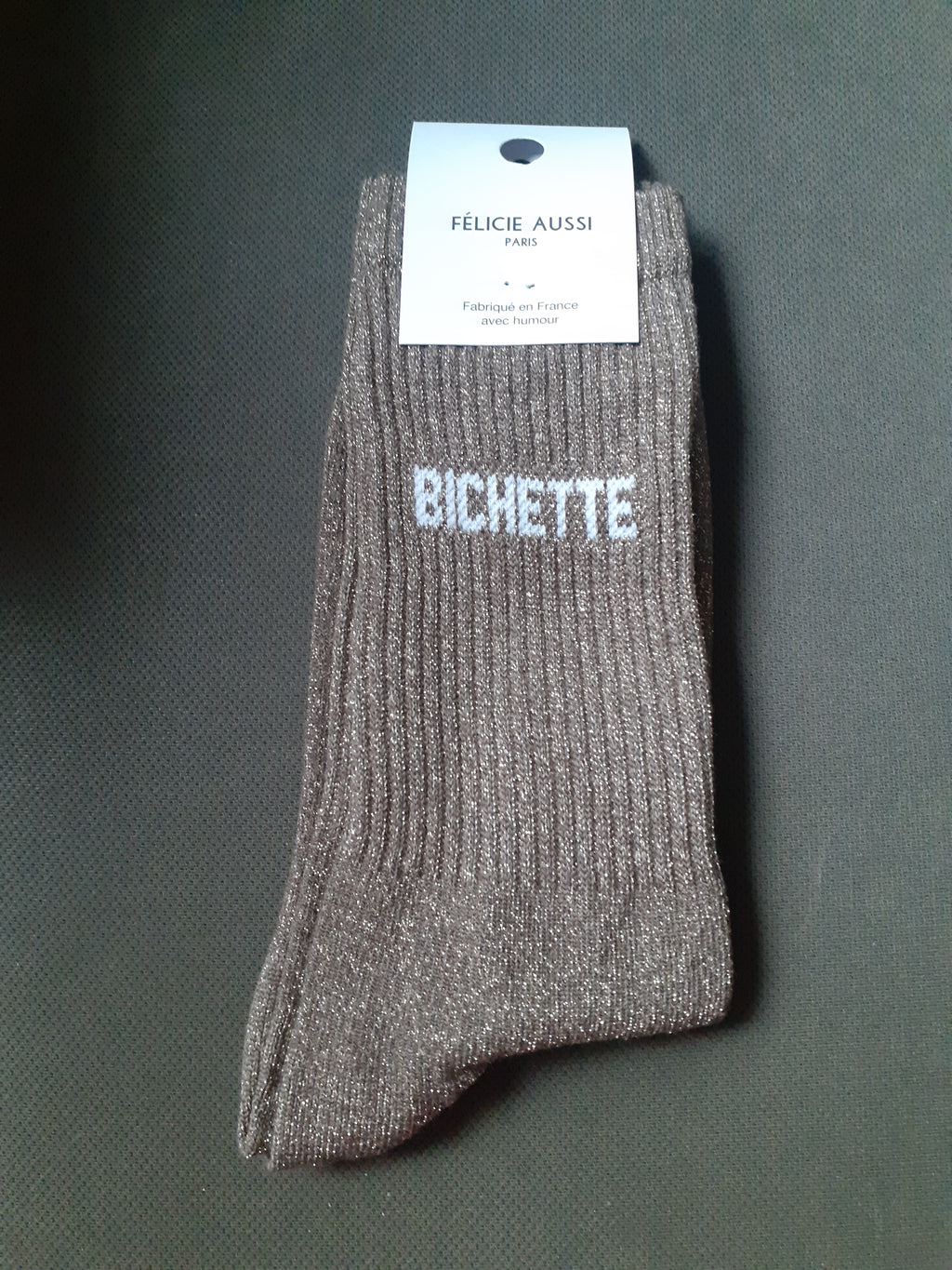 Félicie Aussi - Chaussettes à paillettes - BICHETTE - marron 36/40