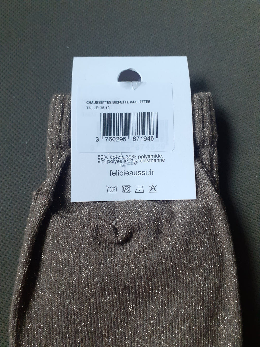 Félicie Aussi - Chaussettes à paillettes - BICHETTE - marron 36/40