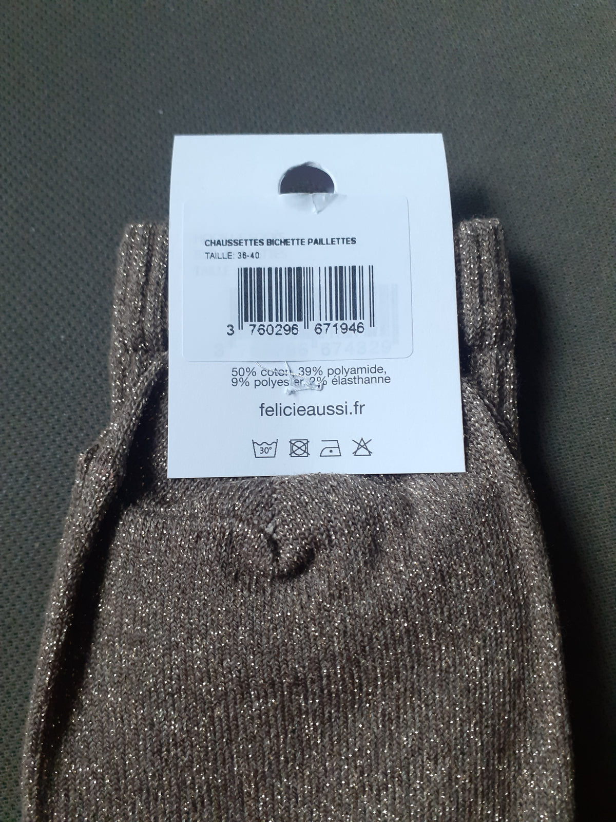 Félicie Aussi - Chaussettes à paillettes - BICHETTE - marron 36/40