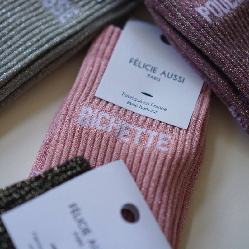 Félicie Aussi - Chaussettes à paillettes - BICHETTE - rose ballerine 36/40