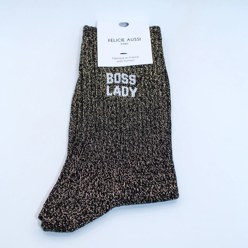 Félicie Aussi - Chaussettes à paillettes - BOSS LADY - noire 36/40