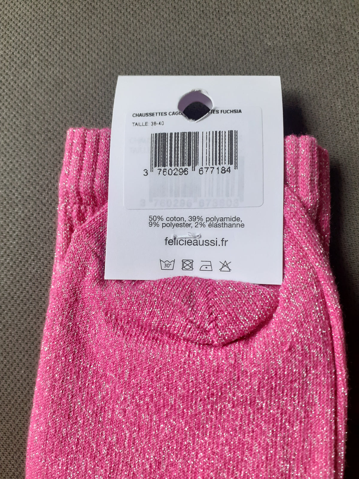 Félicie Aussi - Chaussettes à paillettes - CAGOLE - fuchsia 36/40