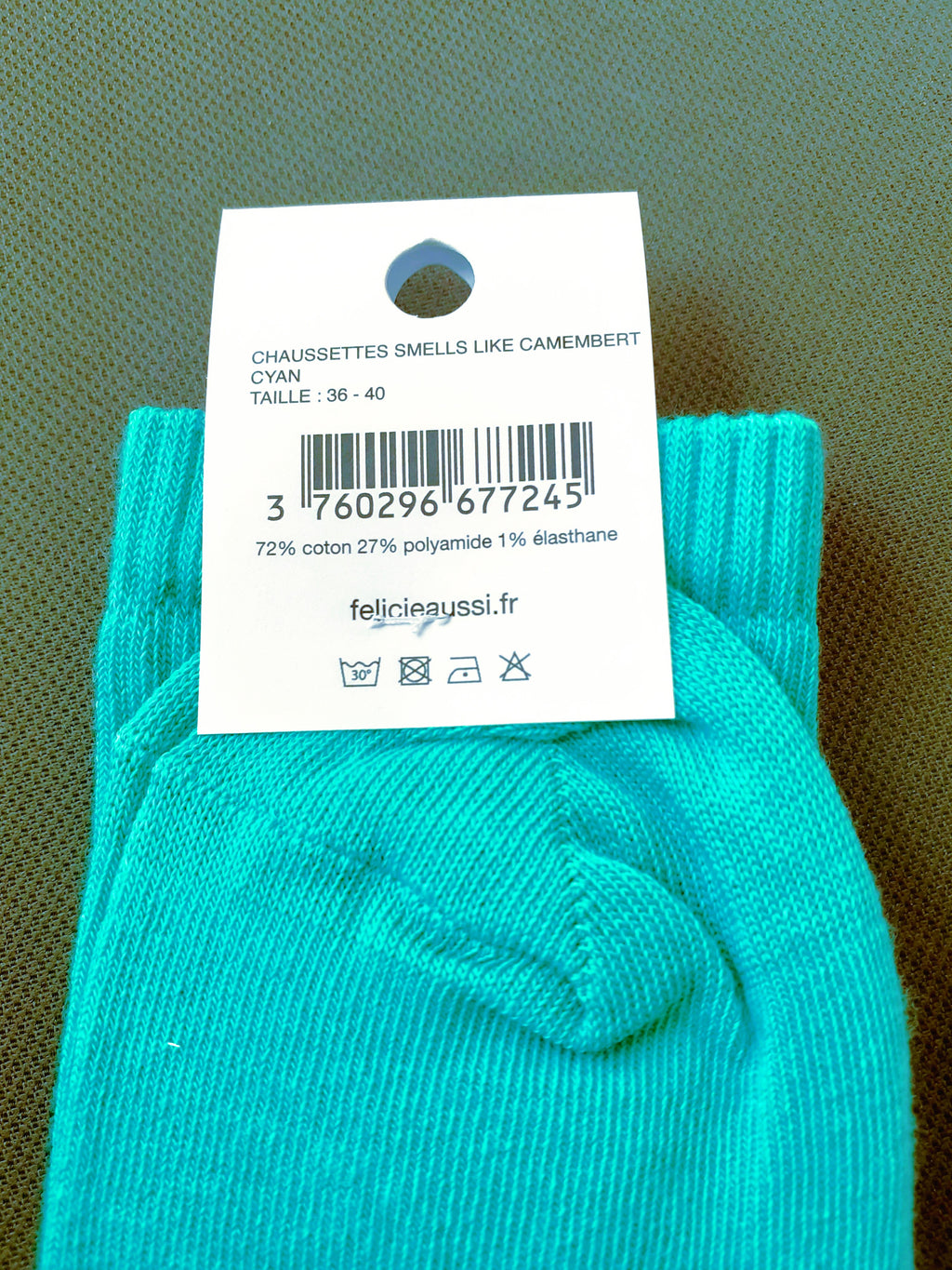 Félicie Aussi - Chaussettes - Smells Like CAMEMBERT - cyan 36/40