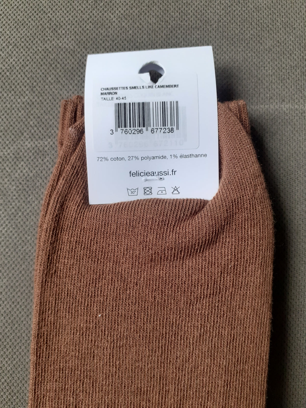 Félicie Aussi - Chaussettes - Smells Like CAMEMBERT - marron 40/45