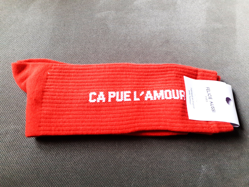 Félicie Aussi - Chaussettes - Ça Pue L'AMOUR - rouge coquelicot 40/45