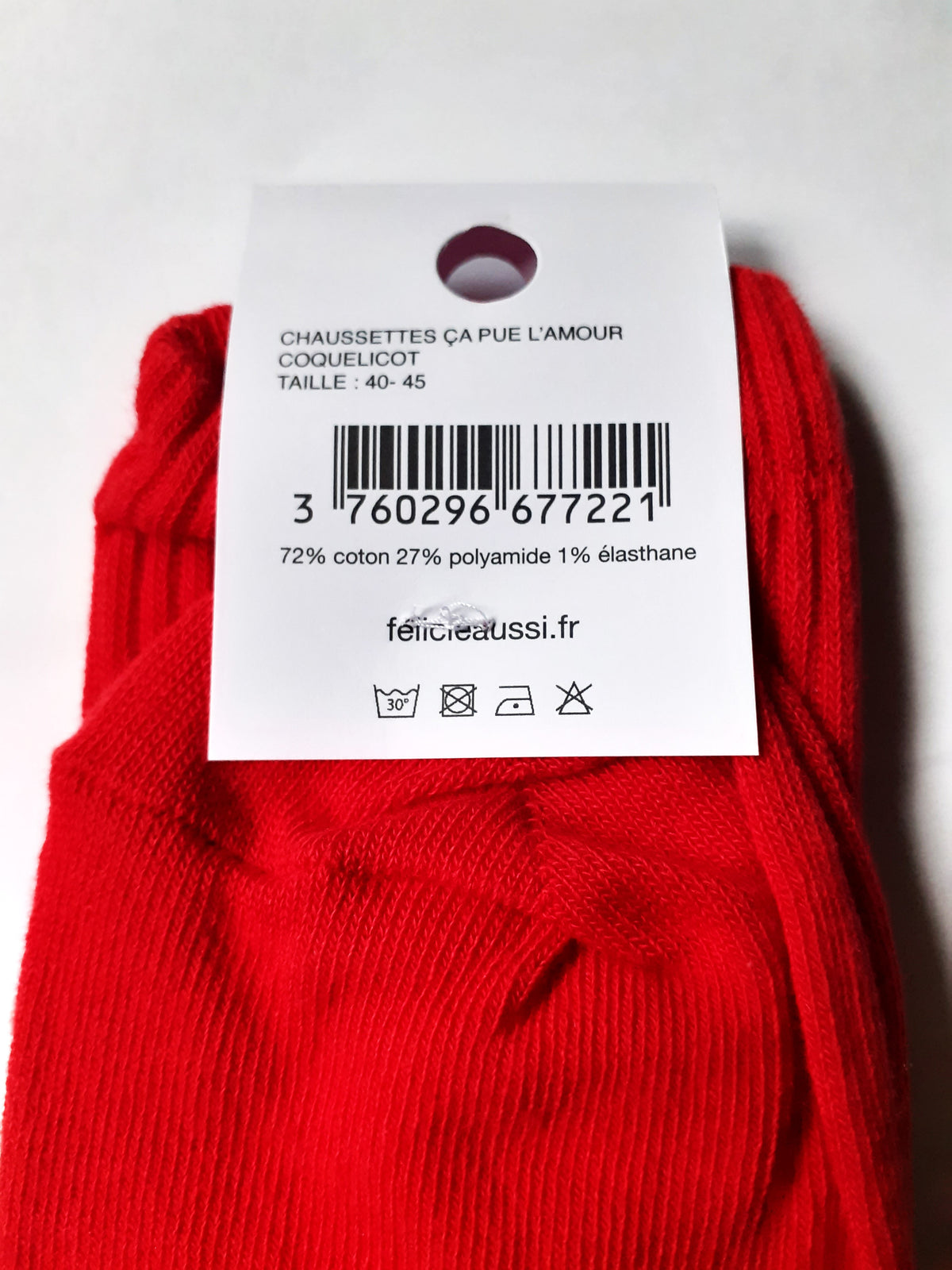 Félicie Aussi - Chaussettes - Ça Pue L'AMOUR - rouge coquelicot 40/45