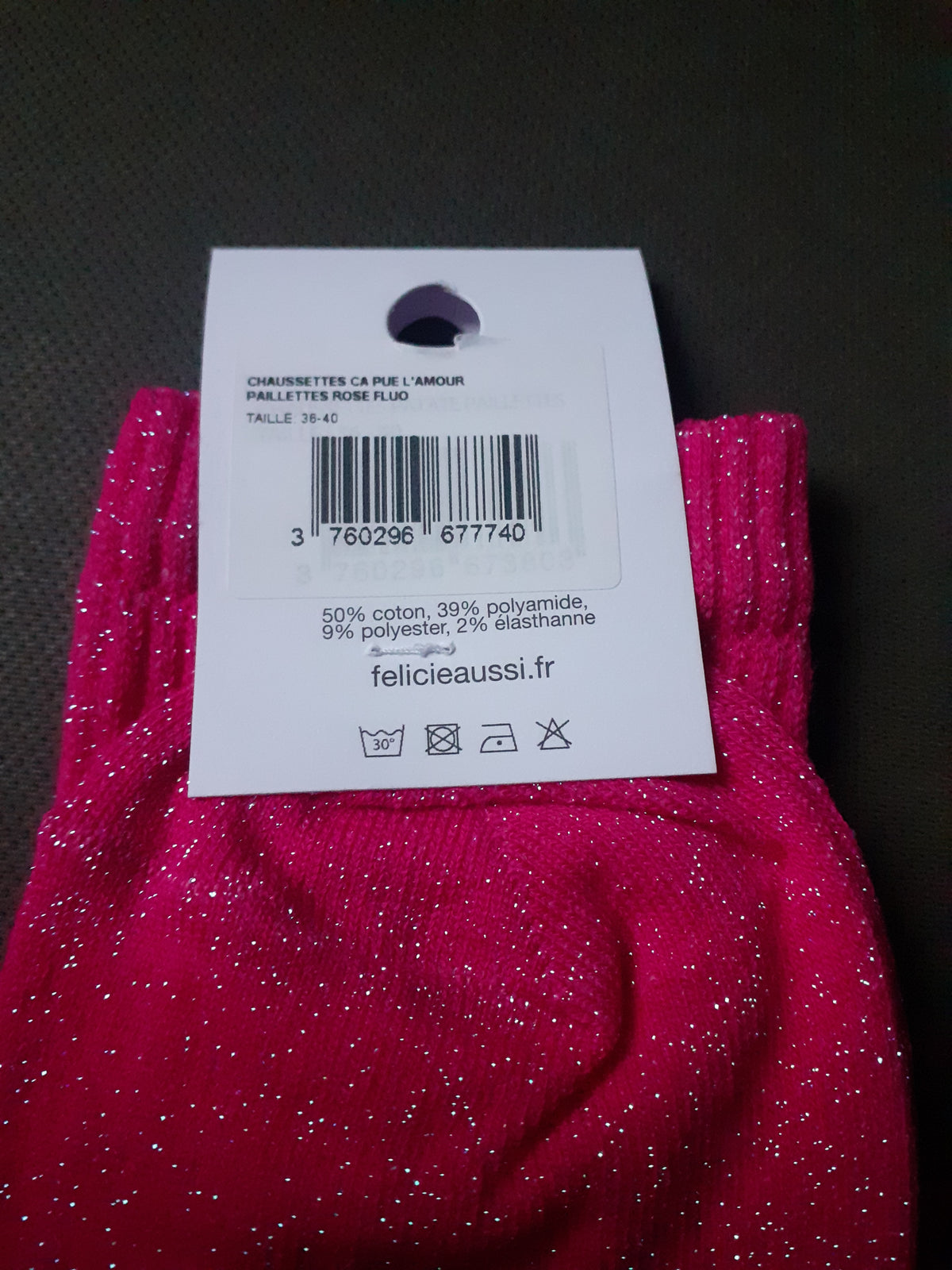 Félicie Aussi chaussettes à paillettes Ça pue l'amour 36/40