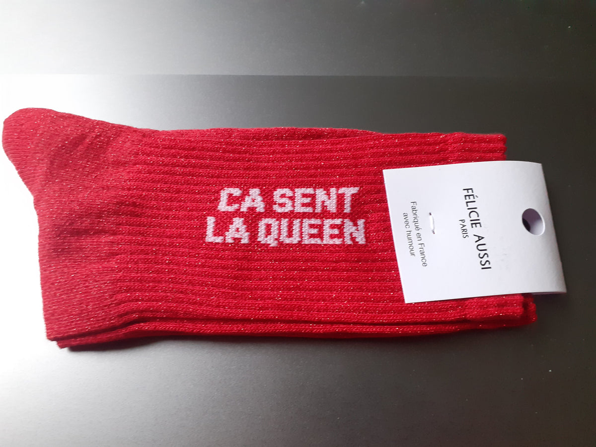 Félicie Aussi chaussettes à paillettes Ça sent la Queen 36/40 rouge