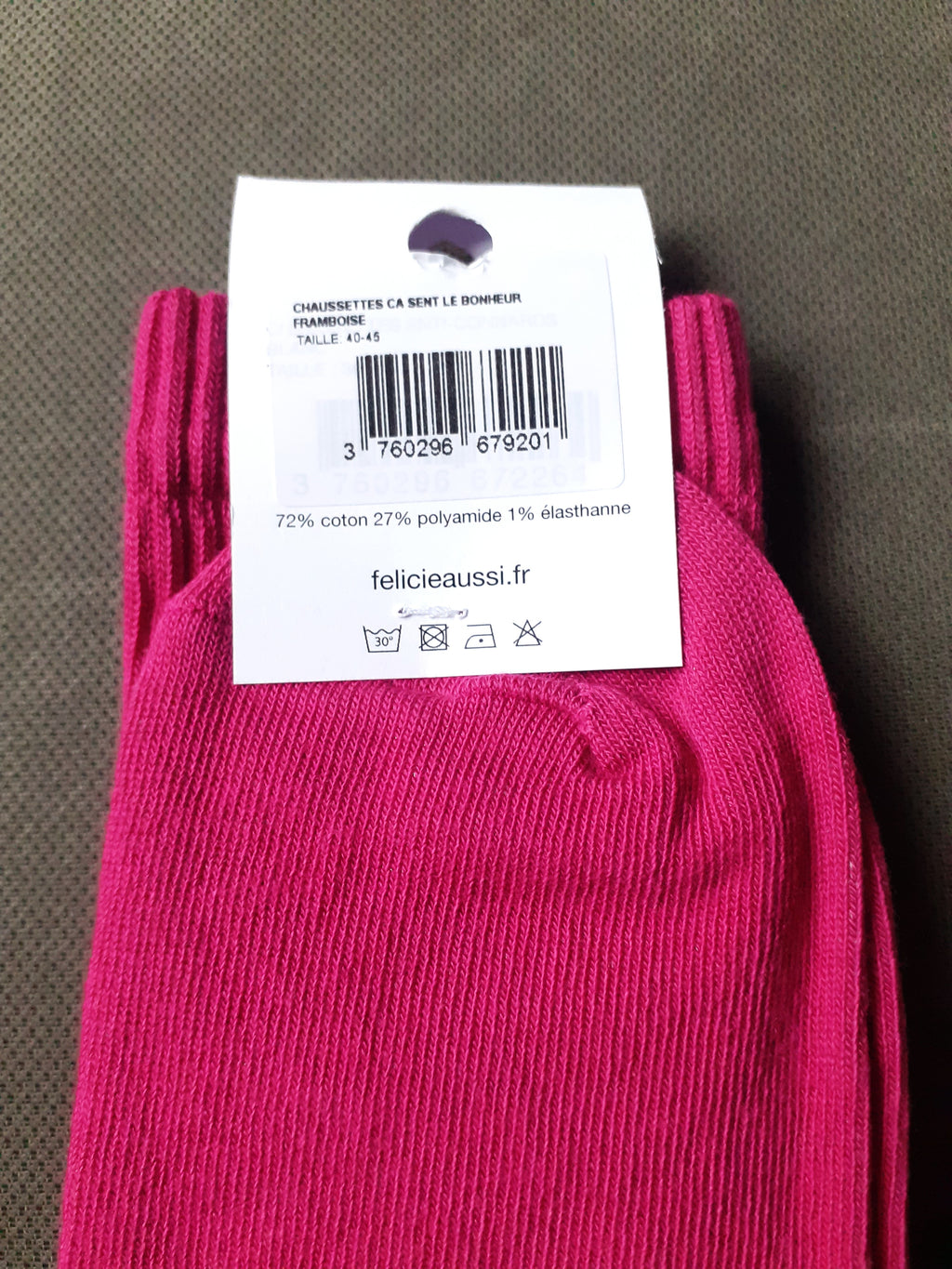 Félicie Aussi - Chaussettes - Ça sent le BONHEUR - framboise 40/45