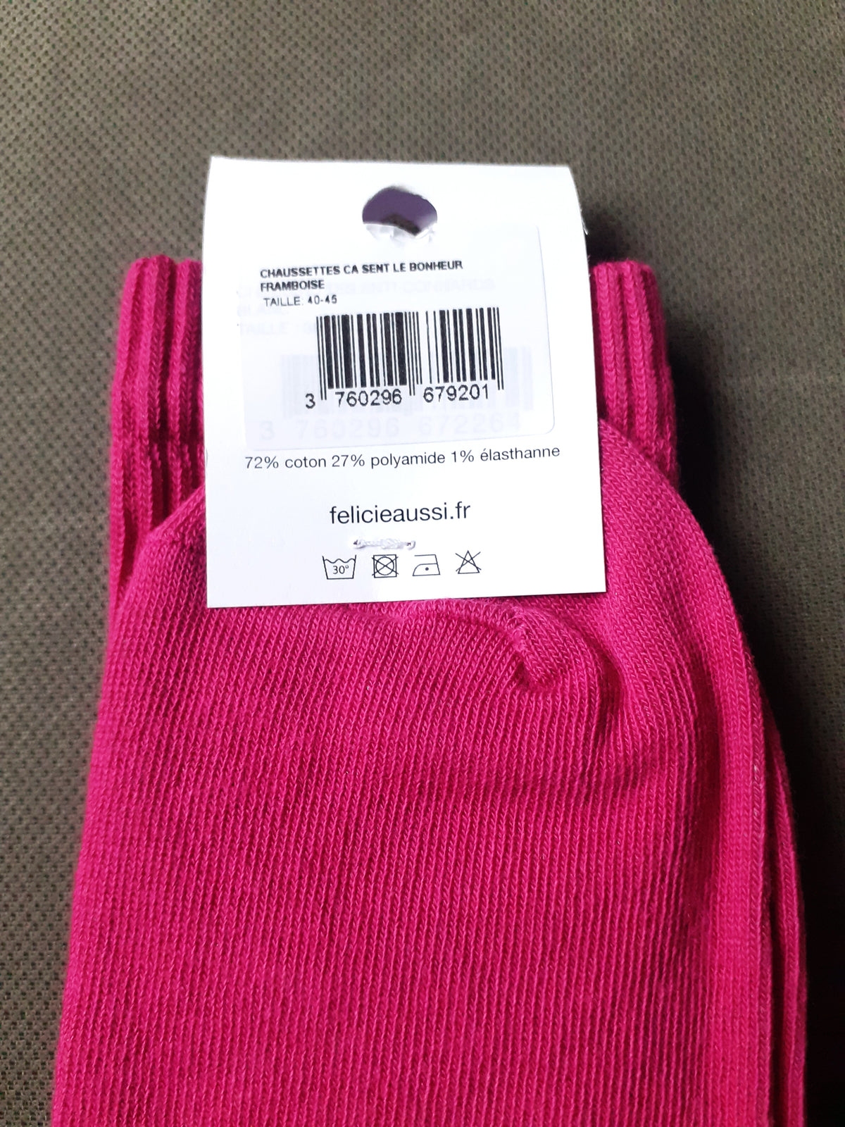 Félicie Aussi - Chaussettes - Ça sent le BONHEUR - framboise 40/45