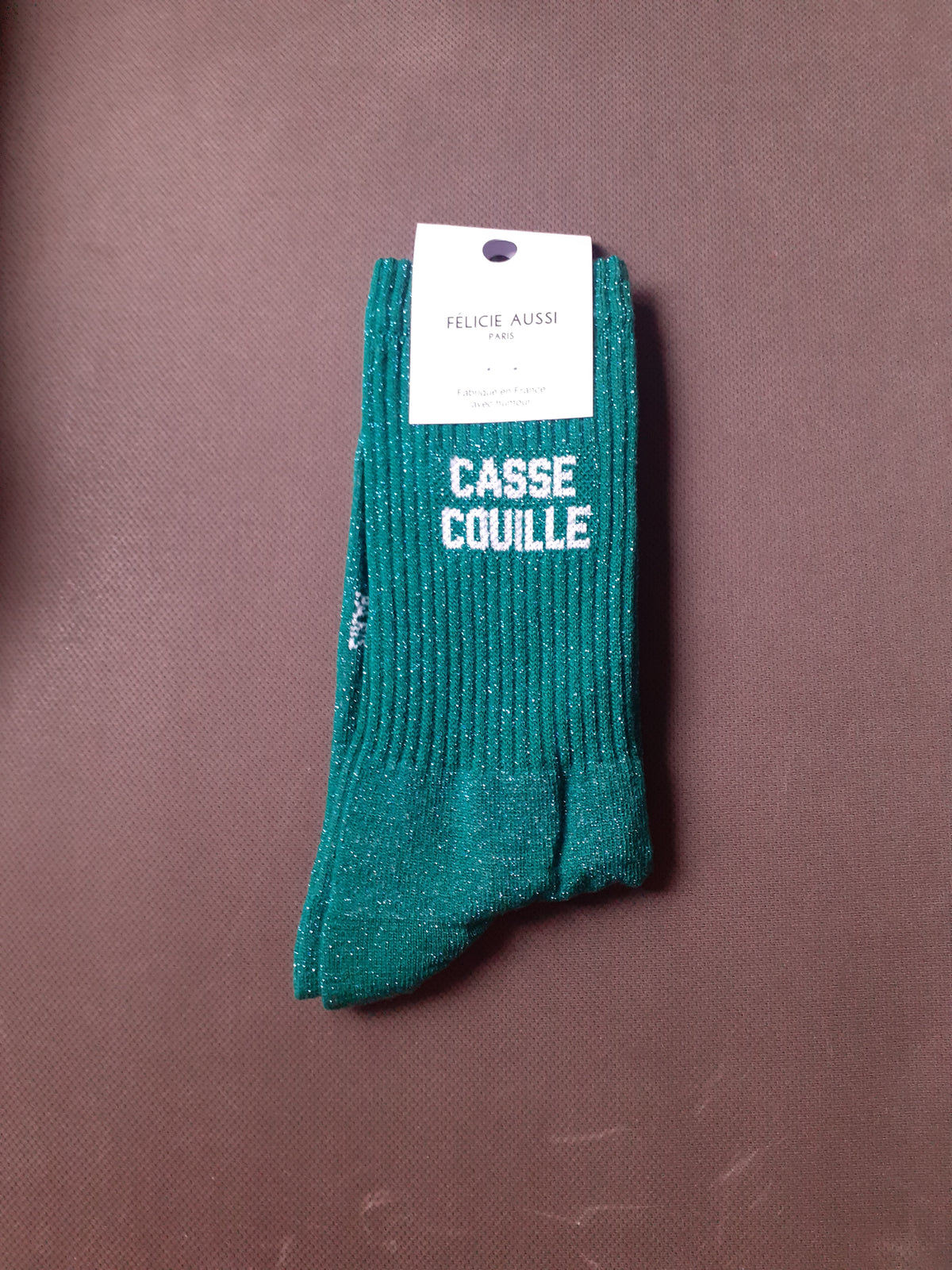 Félicie Aussi - Chaussettes à paillettes - CASSE COUILLE - vert 36/40