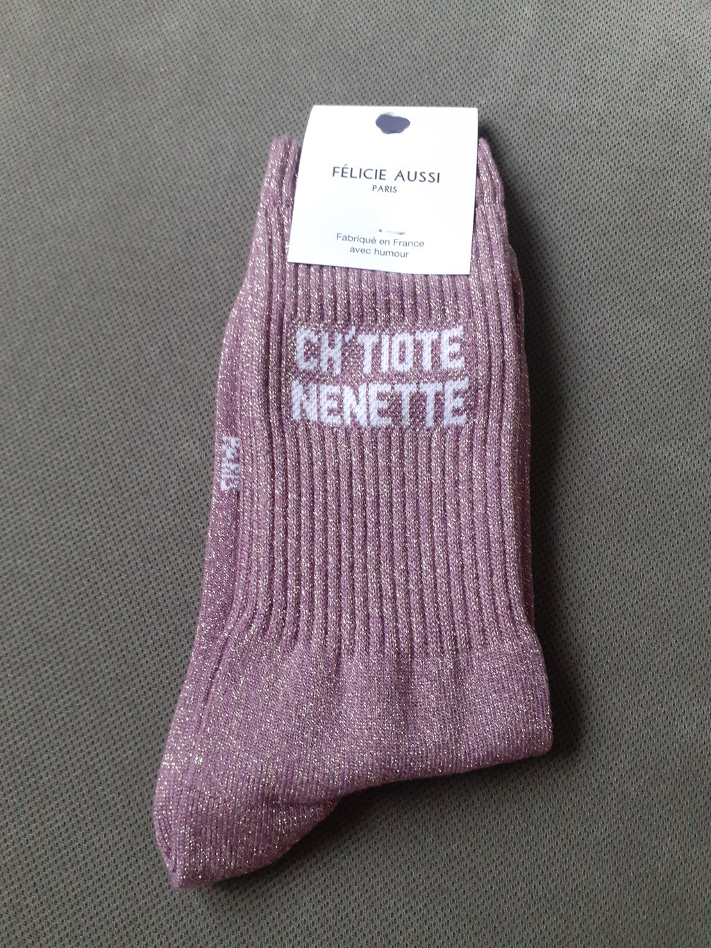 Félicie Aussi - Chaussettes à paillettes - CH'TIOTE NENETTE - bois de rose 36/40