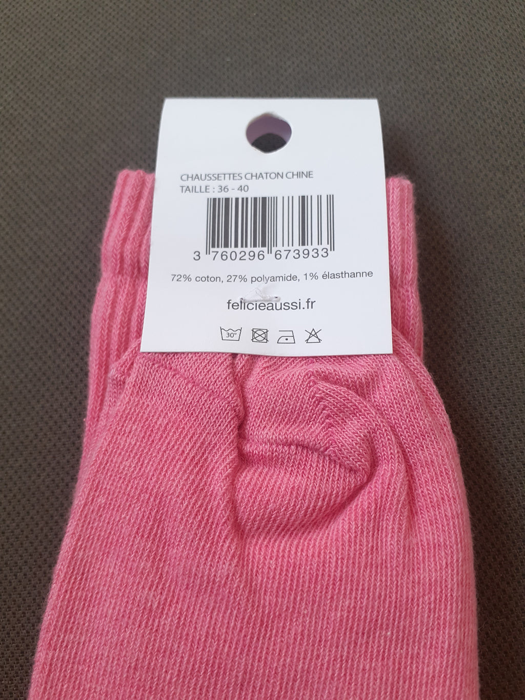 Félicie Aussi - Chaussettes - CHATON - fraise chiné 36/40