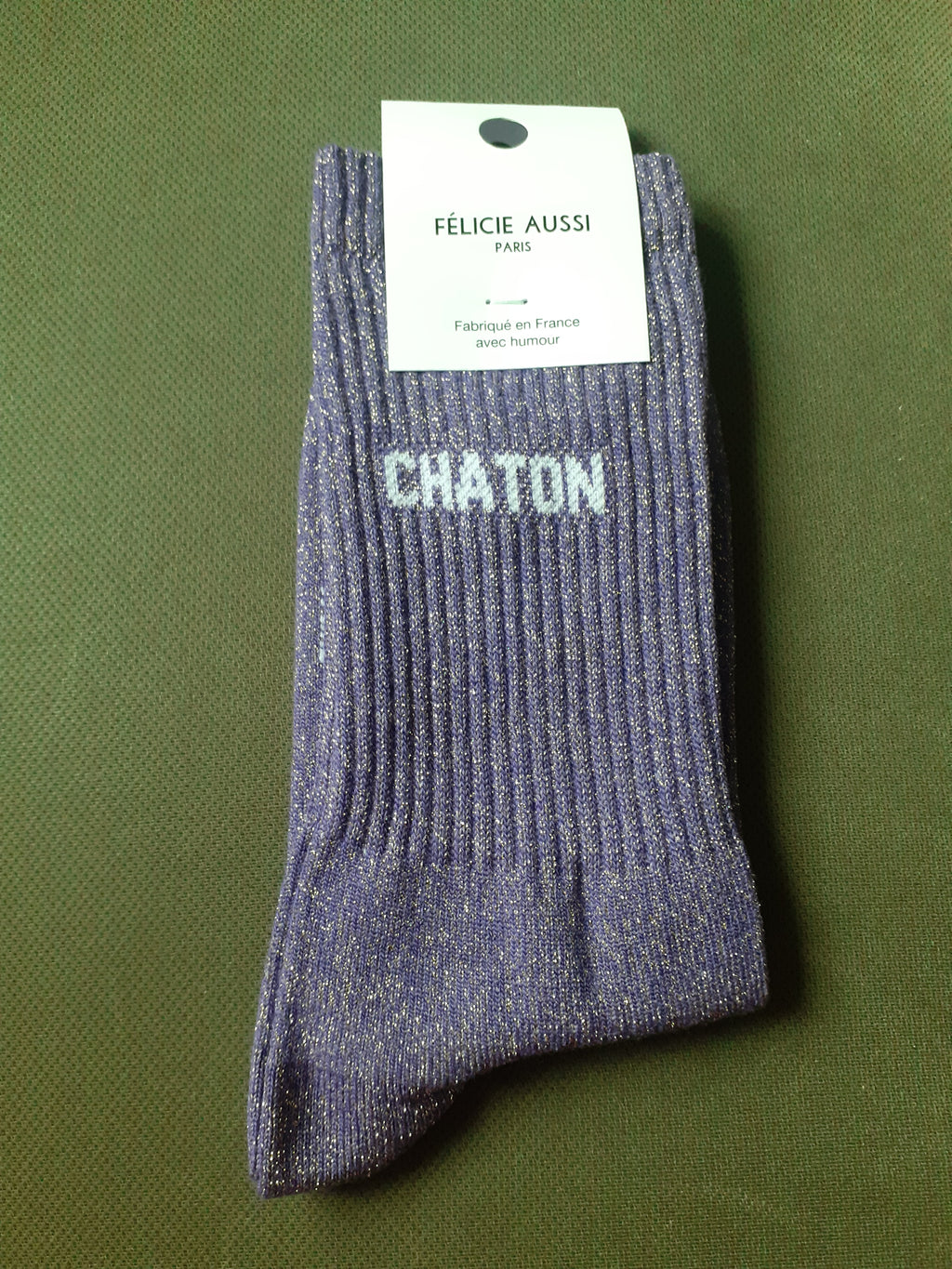 Félicie Aussi - Chaussettes à paillettes - CHATON - violet 36/40