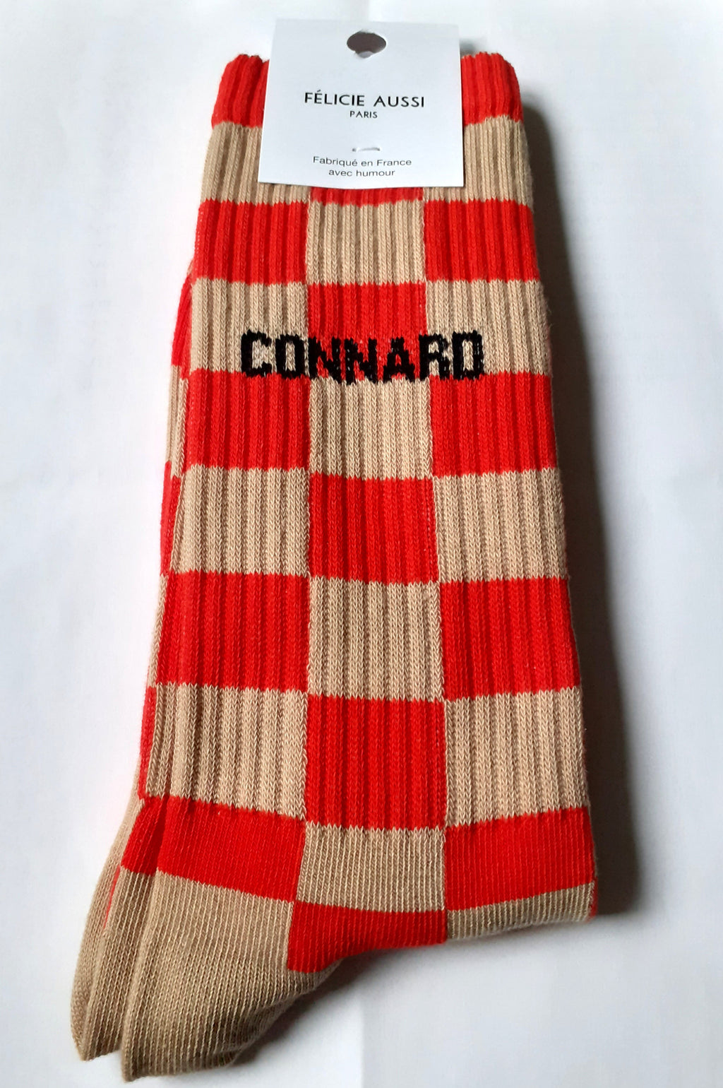 Félicie Aussi - Chaussettes - CONNARD - damier sable rouge 40/45