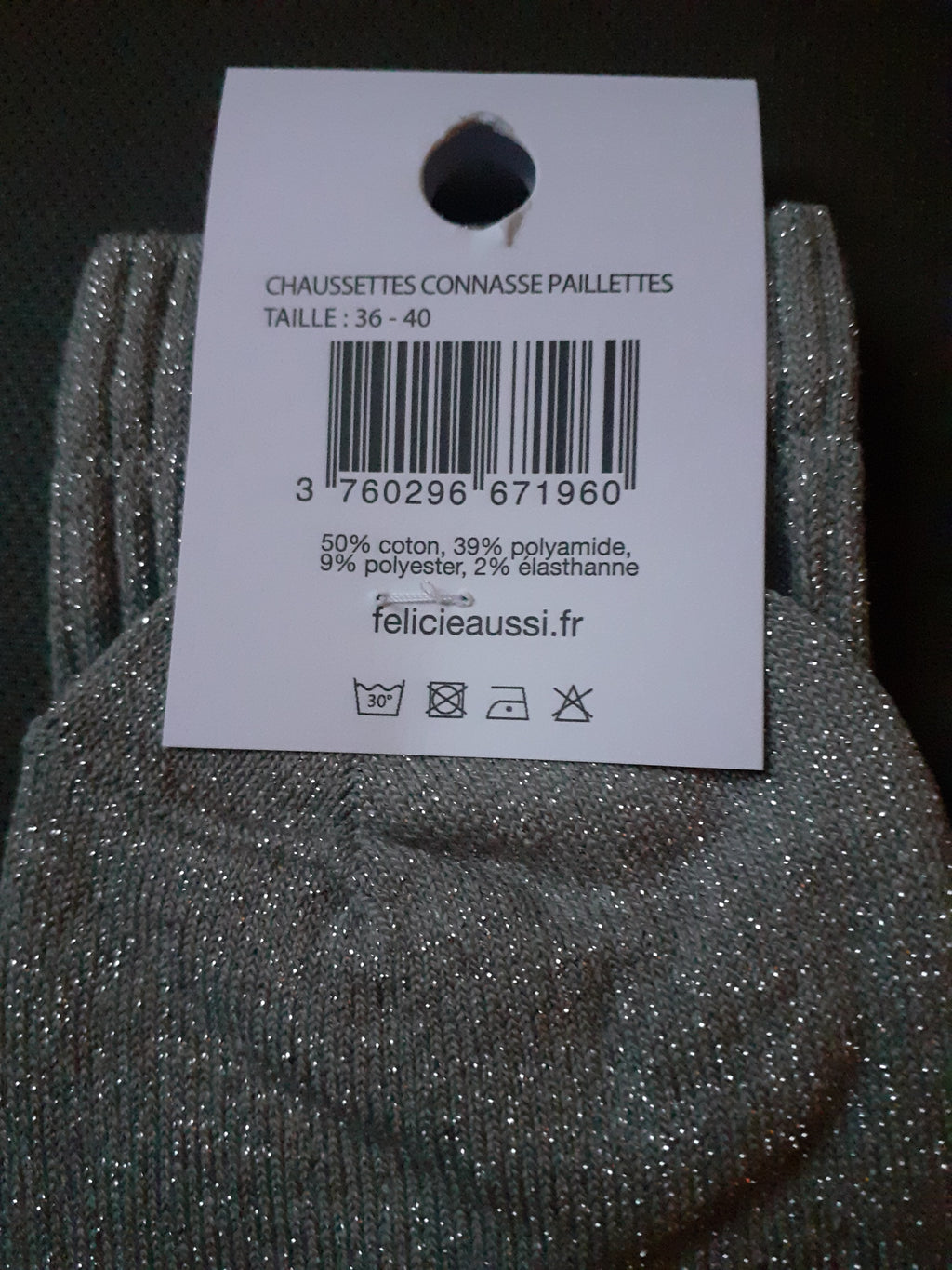 Félicie Aussi chaussettes à paillettes Connasse 36/40 composition