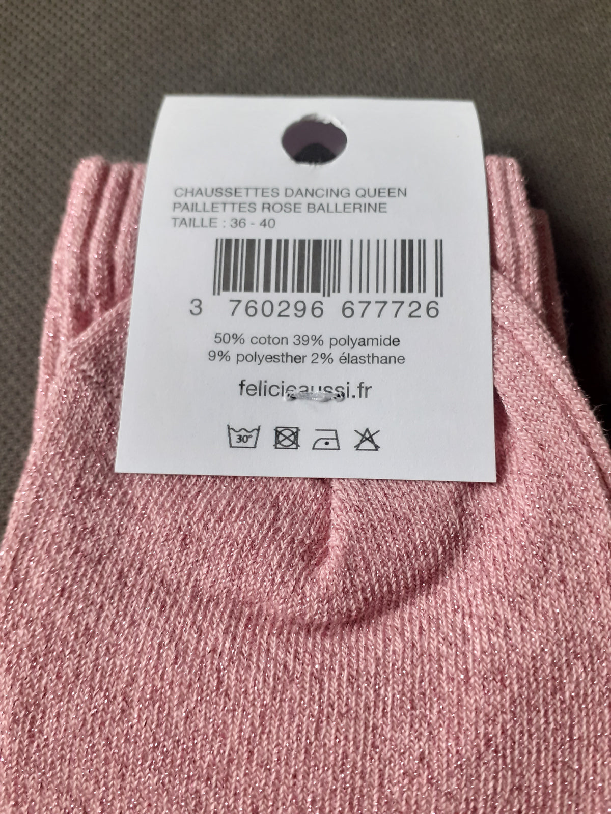 Félicie Aussi - Chaussettes à paillettes - Dancing Queen - rose ballerine 36/40