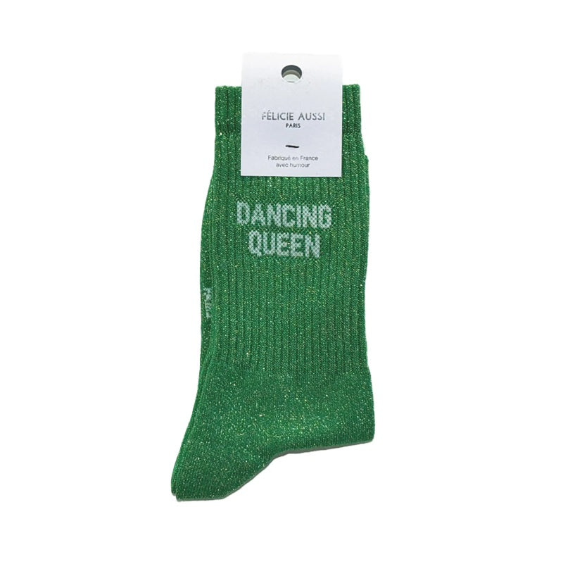 Félicie Aussi - Chaussettes à paillettes - Dancing Queen - verte 36/40