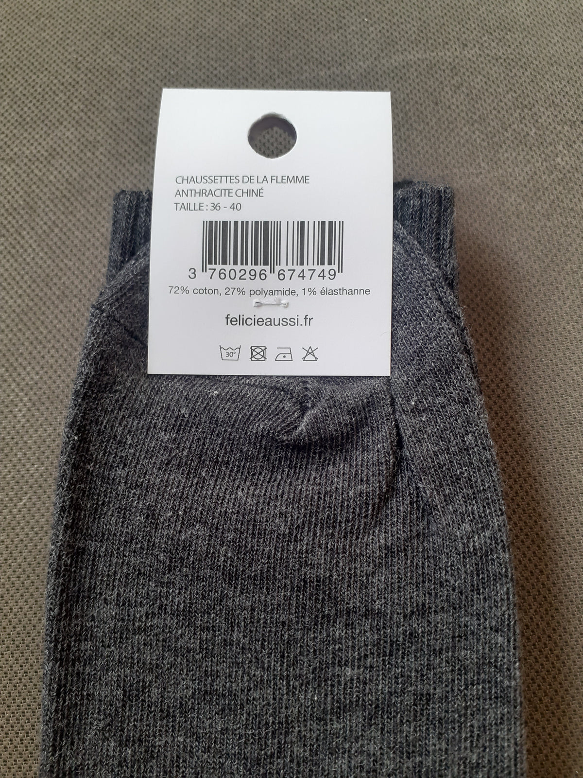 Félicie Aussi - Chaussettes - De la FLEMME - anthracite chiné 36/40