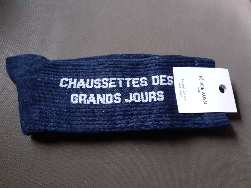 Félicie Aussi - Chaussettes à paillettes - Des Grands Jours - bleu nuit 40/45